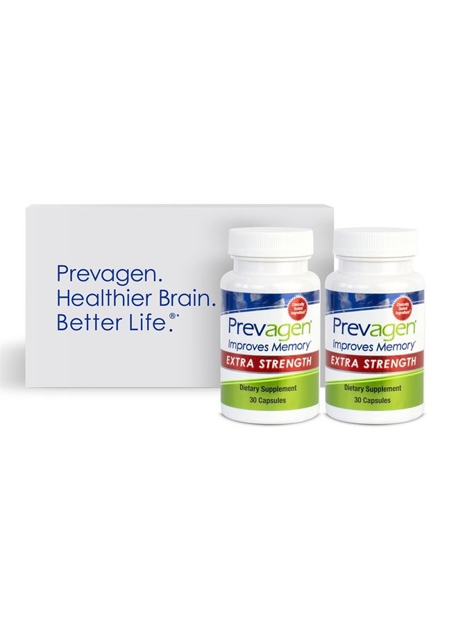Prevagen - Improves Memory - Extra Strength 20mg, 30 Capsules |2 Pack| with Apoaequorin & Vitamin D with Attractive and Stackable Storage Box | Brain Supplement for Better Brain Health - Image 1