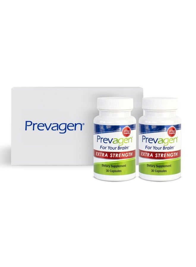 Prevagen يحسن الذاكرة - قوة إضافية 20 ملغ، 30 كبسولة | عبوتان | مع أبوكويورين وفيتامين د مع صندوق تخزين جذاب وقابل للتكديس | مكمل للدماغ لصحة دماغ أفضل - Image 1