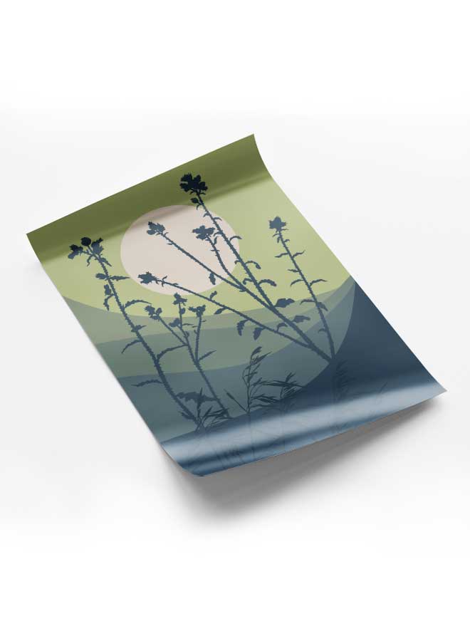 LOWHA Poster Painting Art With Four Separate Pieces Of Double-Sided Stickers Abstract Landscapes Floral & Hills For Home Bedroom Living Room And Office Decor - Image 1