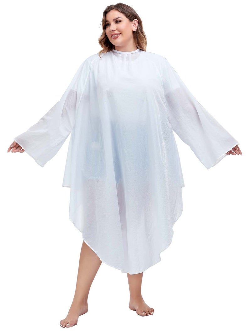 PERFEHAIR Professional Salon Client Nylon Hair Cutting Cape Gown, Barber Haircut Cape with Sleeves - White - Image 1
