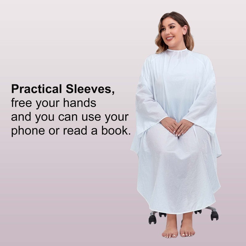 PERFEHAIR Professional Salon Client Nylon Hair Cutting Cape Gown, Barber Haircut Cape with Sleeves - White - Image 4