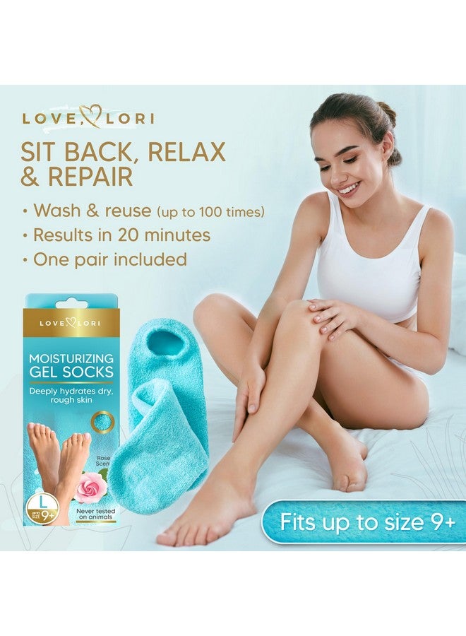 Love, Lori Moisturizing Socks - Premium Gel Silicone Aloe Foot Spa Socks (Sizes 9-10) Infused with Vitamin E & JoJoba Oil - Self Care Gifts for Women - Image 2
