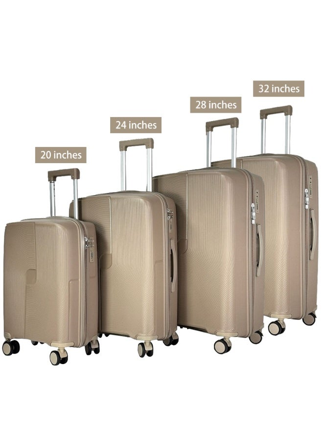 Premium 4-Piece Hard Shell Luggage Set - Lightweight & Durable Polypropylene Suitcases with Smooth-Spinning 360° Multi-Directional Wheels, Built-in Combination Lock & Retractable Handle, 20"/24"/28"/32" Inch Sizes Available - Heavy Duty Travel Solution  - Image 3