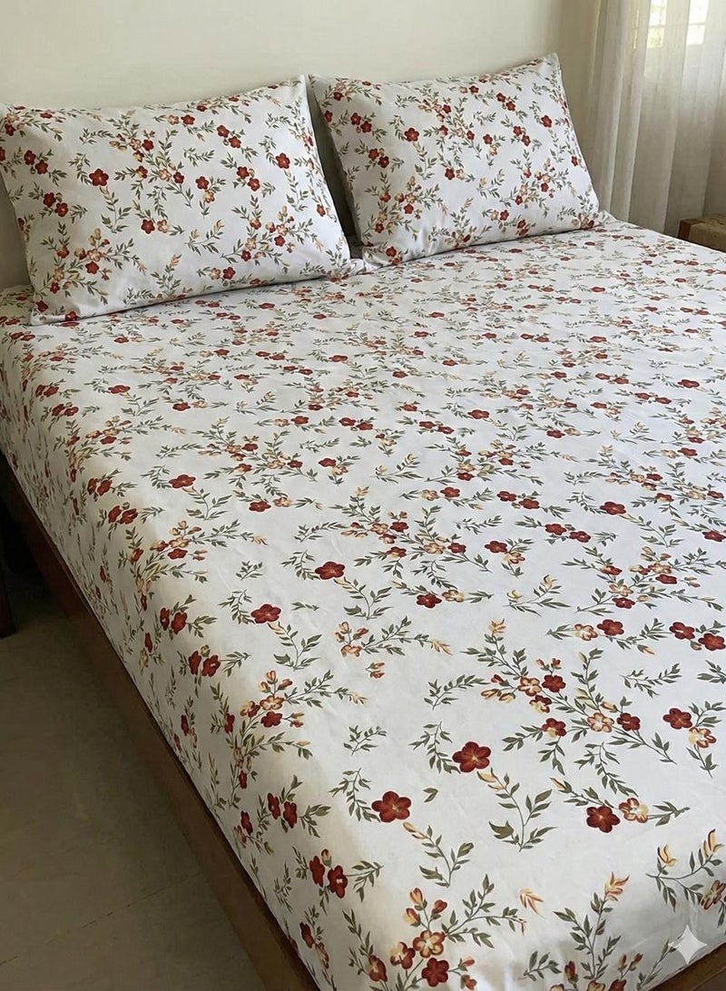 Yarlin-Bed Set (Fitted Bedsheet for 180 cm beds and 2 Small Pillowcases (Petals) Design