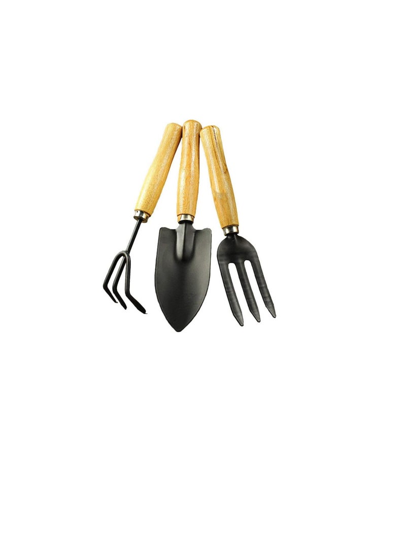 3Pcs Gardening Tool Set Garden Planting tools Long-pointed Spade, Three-tooth Harrow,Three-character Fork - Image 2