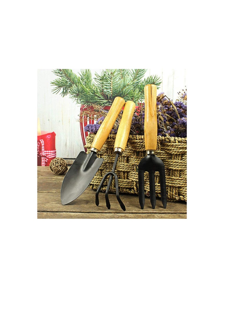 3Pcs Gardening Tool Set Garden Planting tools Long-pointed Spade, Three-tooth Harrow,Three-character Fork - Image 3