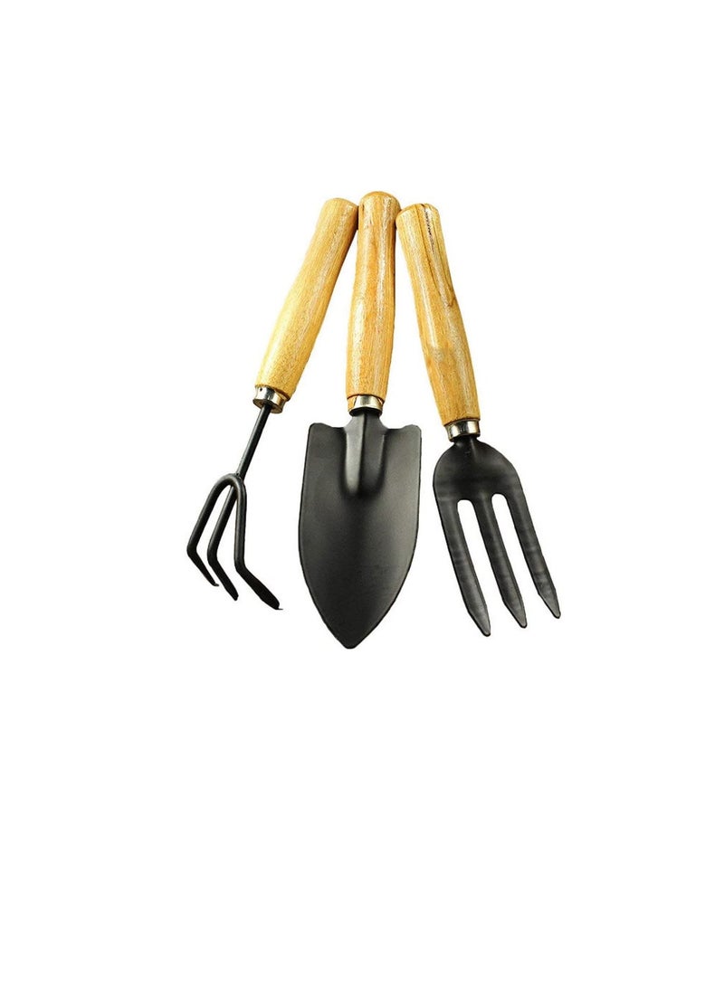 3Pcs Gardening Tool Set Garden Planting tools Long-pointed Spade, Three-tooth Harrow,Three-character Fork - Image 1