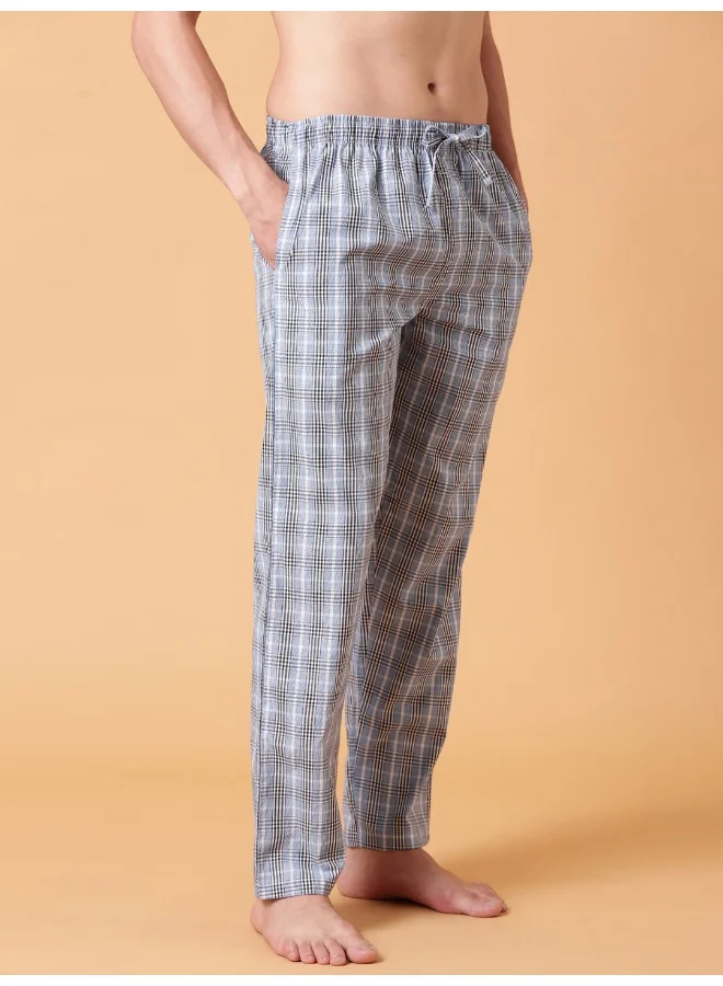 Joven Light Blue Checked Cotton Lounge Pant for Men  | Best Price UAE