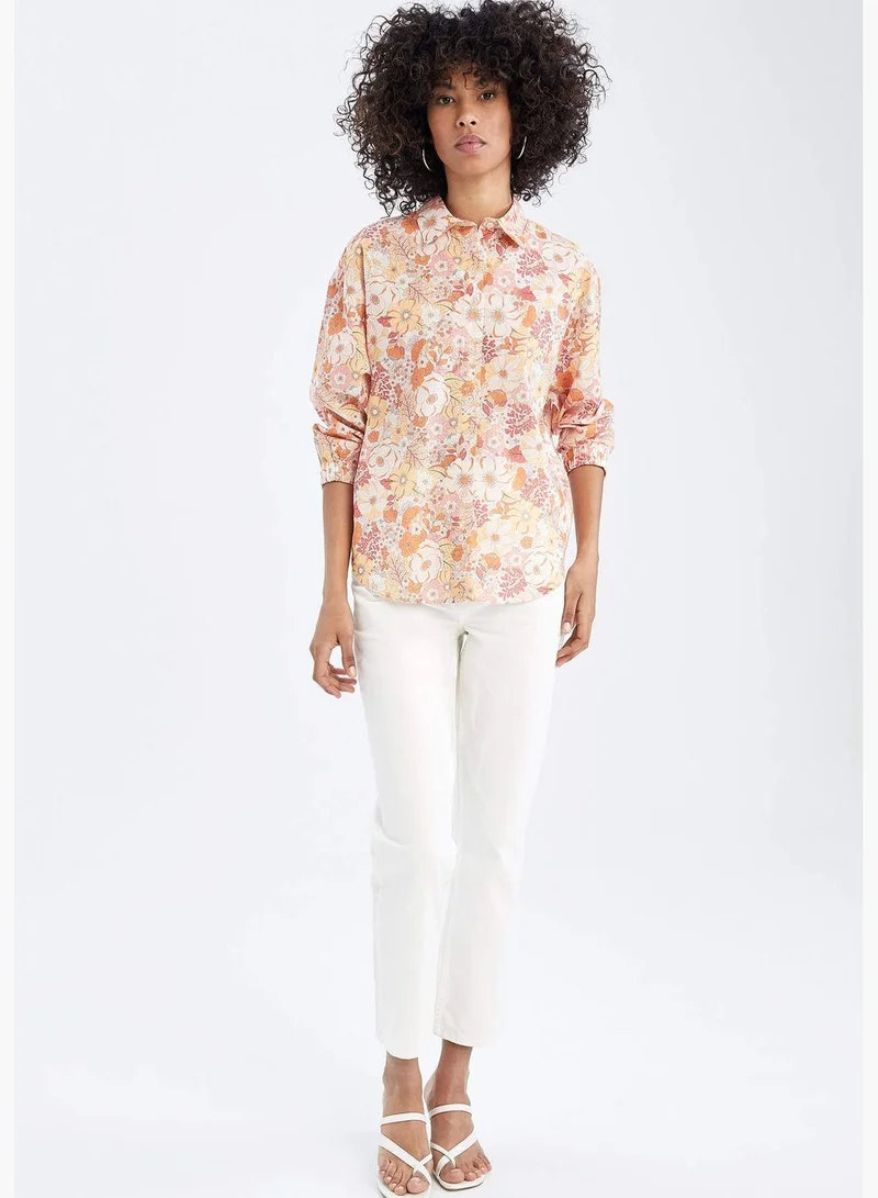 DeFacto Woman Oversize Fit Shirt Neck Woven Long Sleeve Shirt