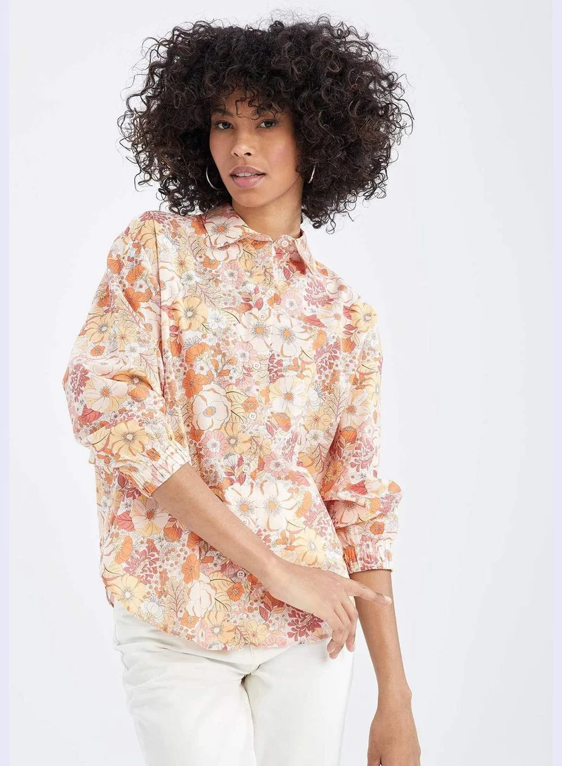 DeFacto Woman Oversize Fit Shirt Neck Woven Long Sleeve Shirt