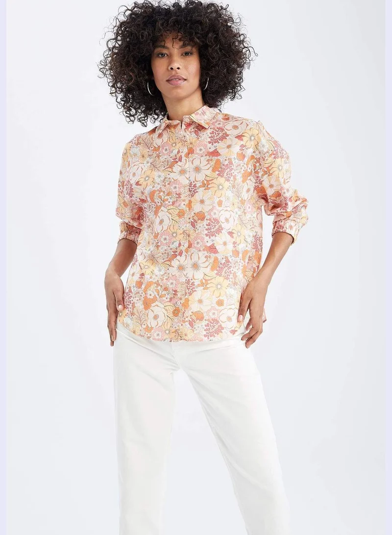DeFacto Woman Oversize Fit Shirt Neck Woven Long Sleeve Shirt