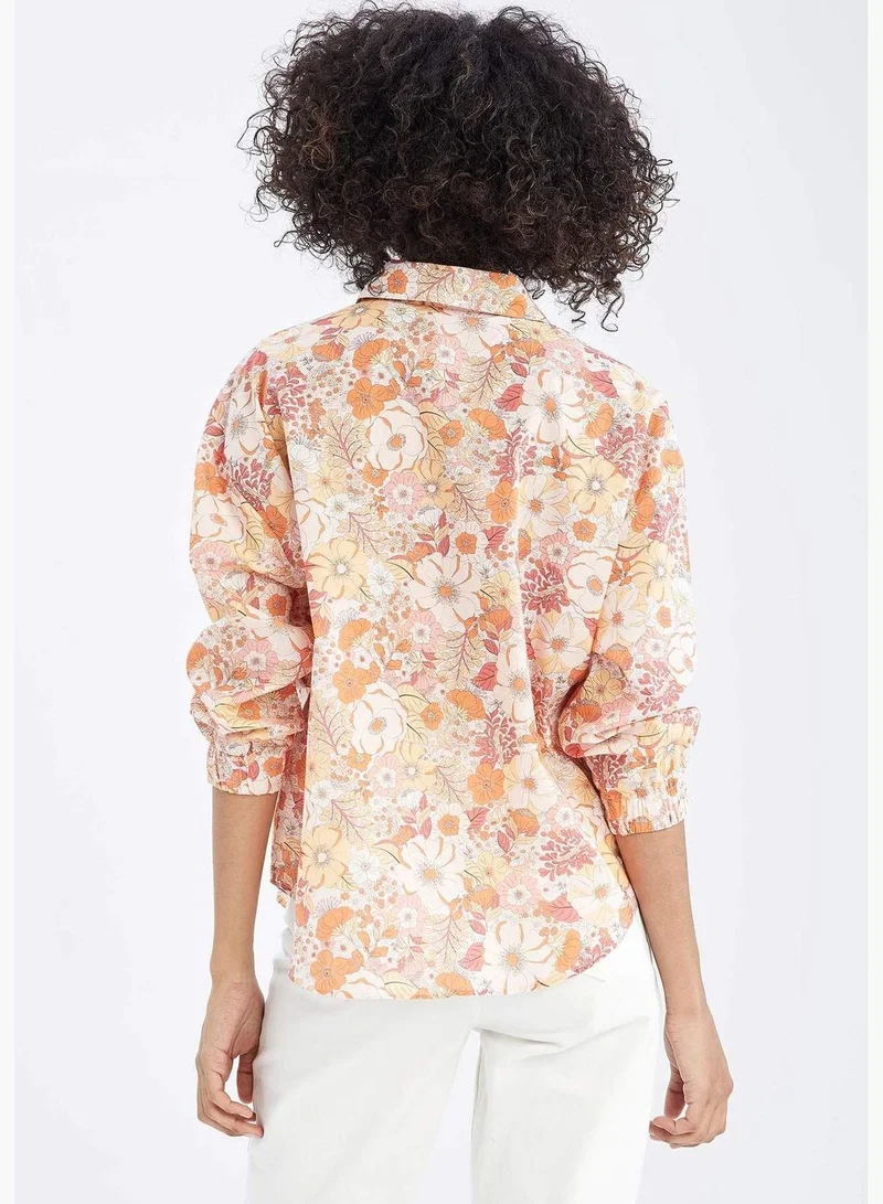 DeFacto Woman Oversize Fit Shirt Neck Woven Long Sleeve Shirt