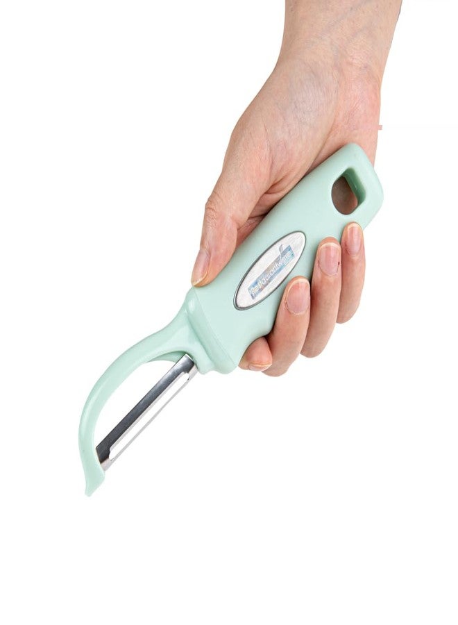 ريستورنت وير مقشرة خضراوات مريحة من ريستورانت وير، مقاس 7.5 بوصة، مقشرة بطاطس متينة - شفرة دوارة حادة، مقبض مناسب للاستخدام باليدين، مقشرة خضراوات من الفولاذ المقاوم للصدأ الوردي، مزودة بمزيل مدمج للعيوب. - Image 4