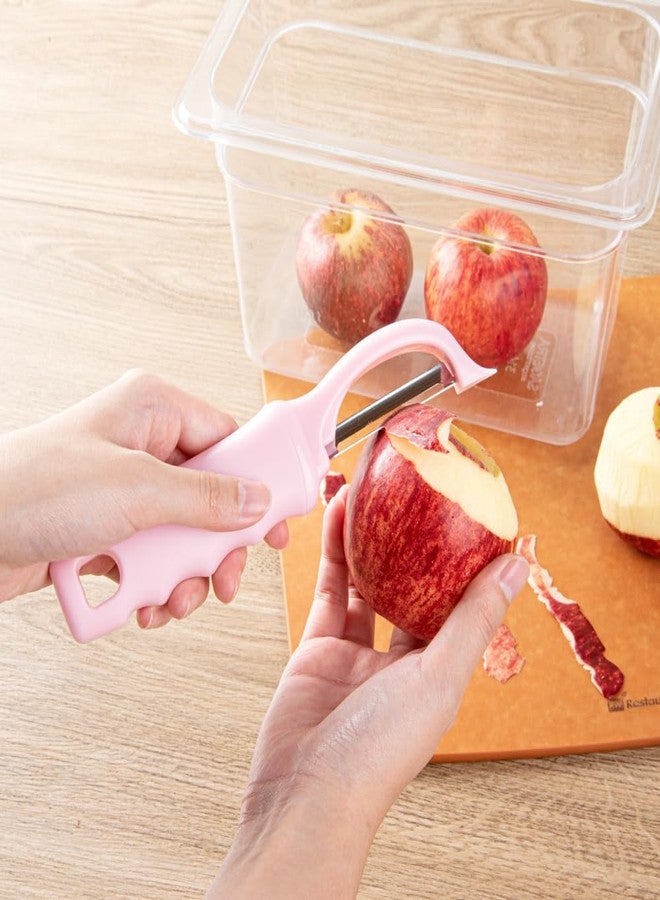 ريستورنت وير مقشرة خضراوات مريحة من ريستورانت وير، مقاس 7.5 بوصة، مقشرة بطاطس متينة - شفرة دوارة حادة، مقبض مناسب للاستخدام باليدين، مقشرة خضراوات من الفولاذ المقاوم للصدأ الوردي، مزودة بمزيل مدمج للعيوب. - Image 5