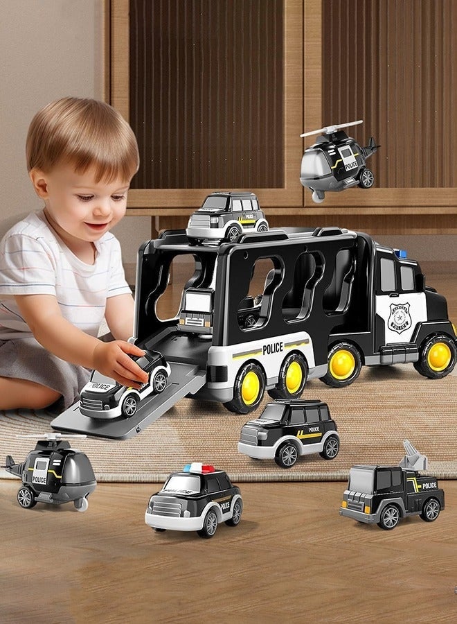 Bukela Police Truck Toys for Toddler 3 4 5 6 Years Old Boys - 5-in-1 Friction Power Emergency Vehicle, Police Car Toy for Toddlers 1-3, Carrier Truck Toys for Kids 3-5, for Girl Age 3-9 - Image 4