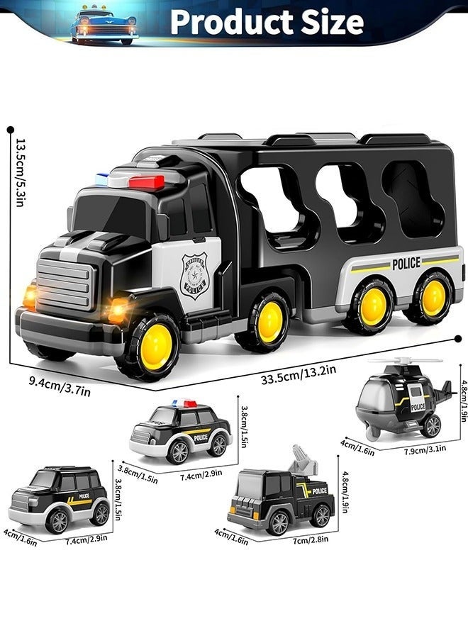 Bukela Police Truck Toys for Toddler 3 4 5 6 Years Old Boys - 5-in-1 Friction Power Emergency Vehicle, Police Car Toy for Toddlers 1-3, Carrier Truck Toys for Kids 3-5, for Girl Age 3-9 - Image 3