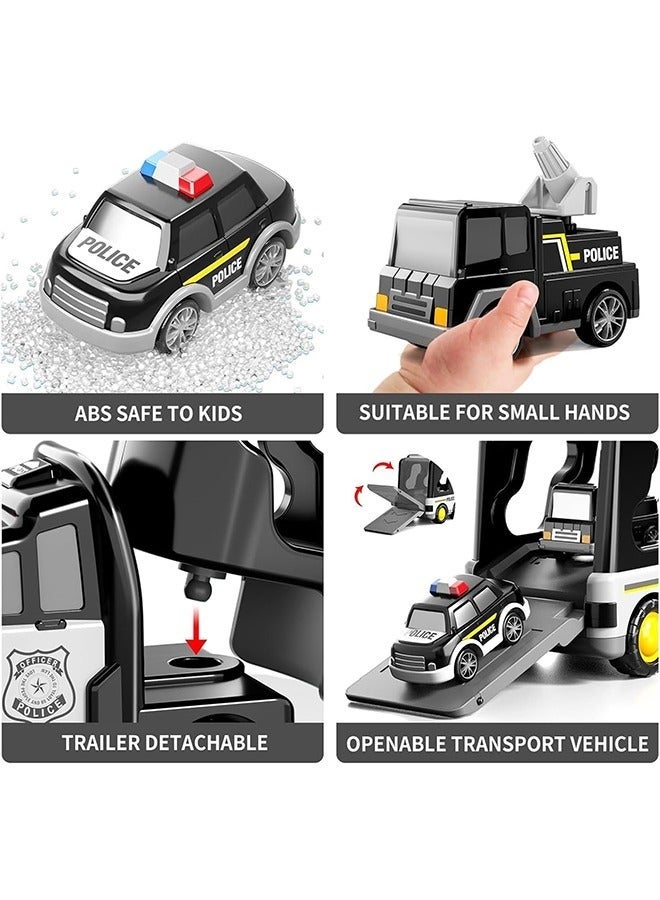 Bukela Police Truck Toys for Toddler 3 4 5 6 Years Old Boys - 5-in-1 Friction Power Emergency Vehicle, Police Car Toy for Toddlers 1-3, Carrier Truck Toys for Kids 3-5, for Girl Age 3-9 - Image 2