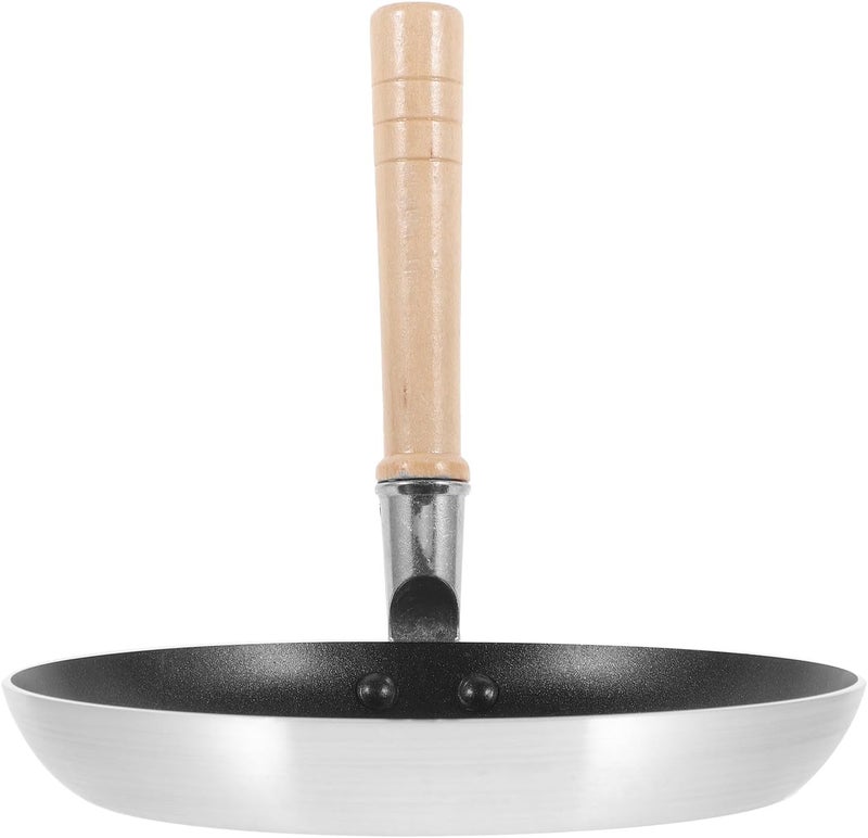 Mini Nonstick Egg Frying Pan Aluminum Skillet with Heat-resistant Wood Handle for Breakfast Cooking Portable and Lightweight Japanese Style Practical Pan for Eggs and Meals - Image 1