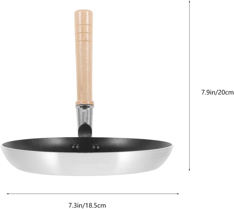 Mini Nonstick Egg Frying Pan Aluminum Skillet with Heat-resistant Wood Handle for Breakfast Cooking Portable and Lightweight Japanese Style Practical Pan for Eggs and Meals - Image 2