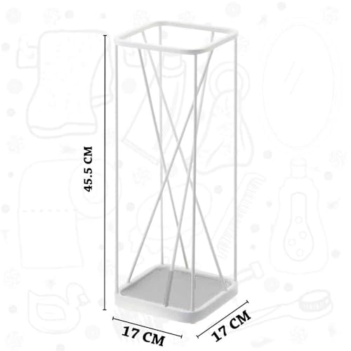 Decorlay Metal Umbrella Stand for Entryway – Umbrella, Canes, Sticks Rack Holder for Wet Umbrellas, Dampness & Monsoon Weather (Black) (White) - Image 2