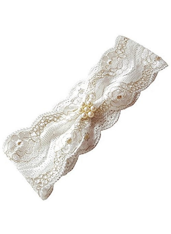 Chic Crystals Jasmine Ivory Gold Pearl Headband (6-12months) Baby stretch Headband with pearl, Baby girls hair band, Soft stretch headband for baby girls - Image 2