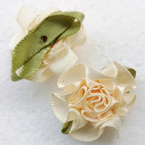 Chenkou Craft 40pcs Ribbon Flowers Bows Carnation Appliques Sewing Craft (Multi) - Image 3