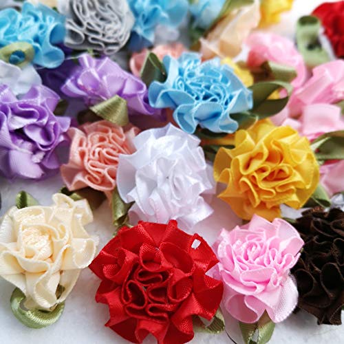 Chenkou Craft 40pcs Ribbon Flowers Bows Carnation Appliques Sewing Craft (Multi) - Image 2