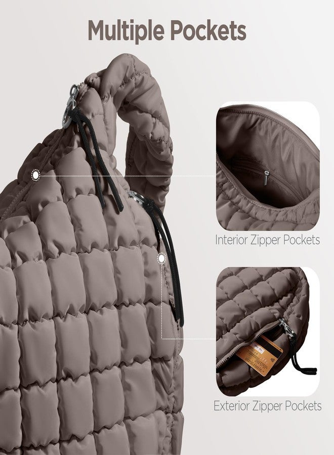 Babysun Puffer Tote Bag for Women Large Quilted Tote Bag Quilted Carryall Bag Soft Puffy Crossbody Bag Hobo Handbags Puff Purse - Image 5