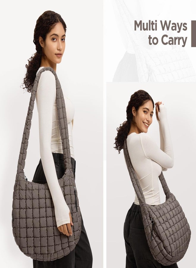 Babysun Puffer Tote Bag for Women Large Quilted Tote Bag Quilted Carryall Bag Soft Puffy Crossbody Bag Hobo Handbags Puff Purse - Image 2