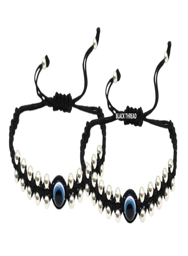 ARTIFICIAL TREE Evil Eye Black Thread Nazariya Adjustable Bracelet Baby Boy & Baby Girl | Nazar Battu | New Born Baby to 6 Year Kids | 2 Piece (AT BABY BRCT 0040) - Image 1