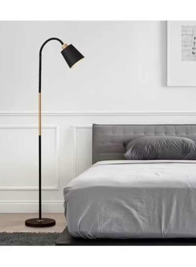 Beauenty Floor Lamps Nordic Modern Elegant Floor Lamp Pleated Cloth Cover Standing Light With E27 12W Blub for Bedroom Living Room Office Black 120 cm - Image 2