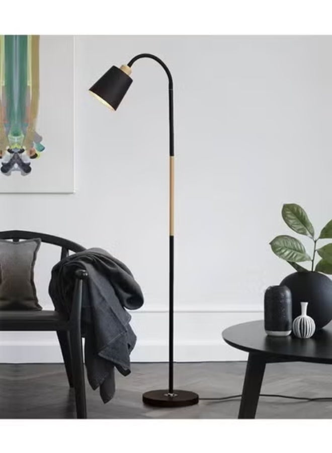 Beauenty Floor Lamps Nordic Modern Elegant Floor Lamp Pleated Cloth Cover Standing Light With E27 12W Blub for Bedroom Living Room Office Black 120 cm - Image 3