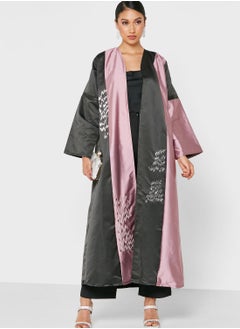 Colorblock Embroidered Abaya