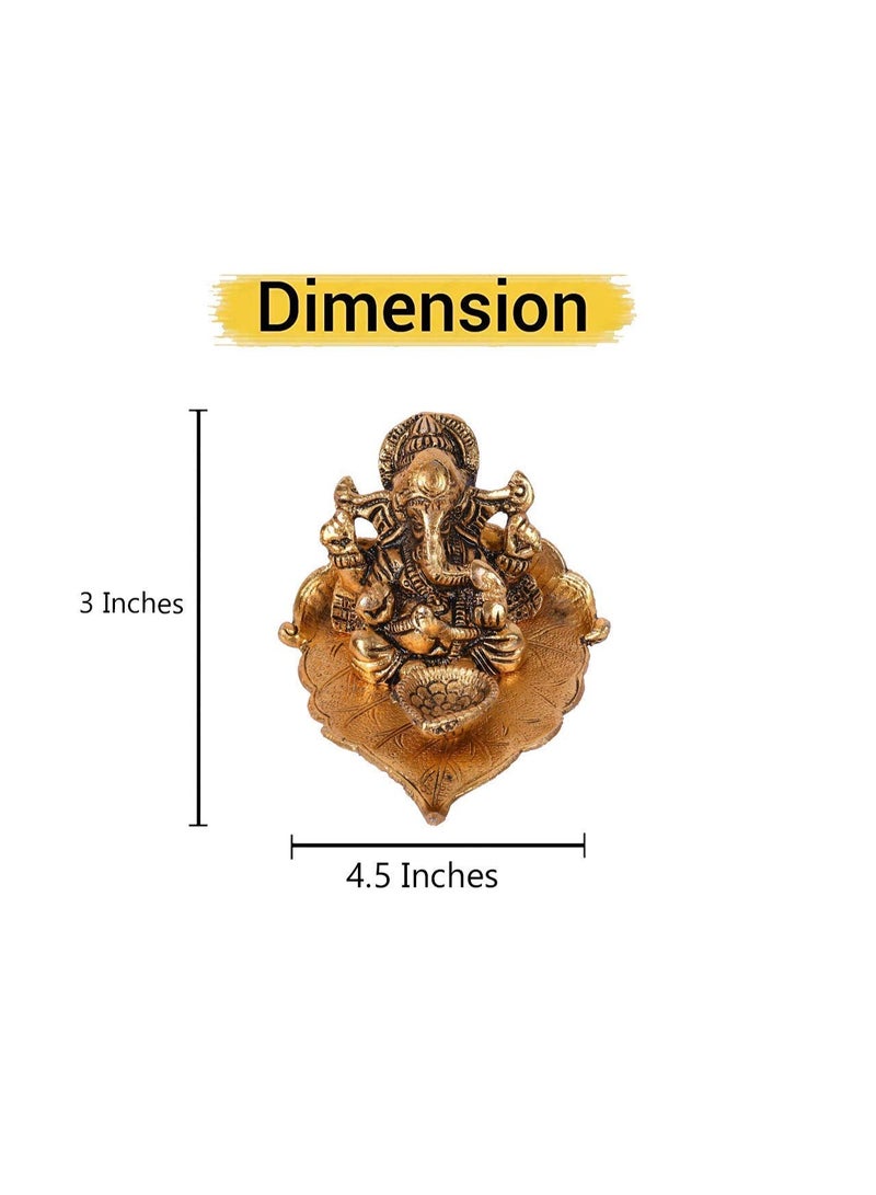 Collectible India Return Gift Ganesh Idol on Leaf - Lord Ganesha with Diya - Metal Diya for Diwali Decoration Items Home Decorative Gift Puja Gifts Corporate, Diwali Gift Item - Image 2