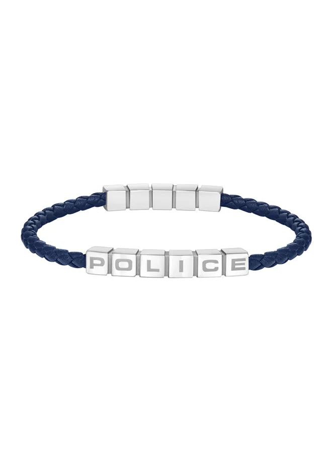 بوليس POLICE - Crosschess Bracelet for Men Stainless Steel with Blue Leather - PEAGB0005017