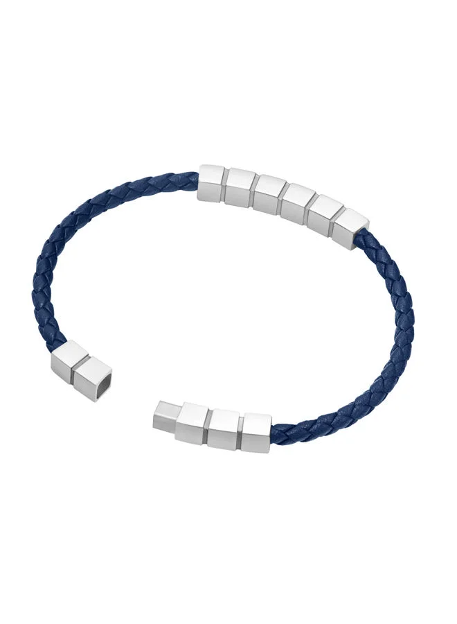 POLICE Crosschess Bracelet for Men Stainless Steel with Blue LeatherPEAGB0005017
