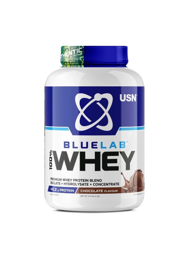 يو إس إن بلو لاب 100% واي بروتين بريميوم بنكهة الشوكولاتة 2 كجم – 45.2 جم بروتين لدعم العضلات - Image 1
