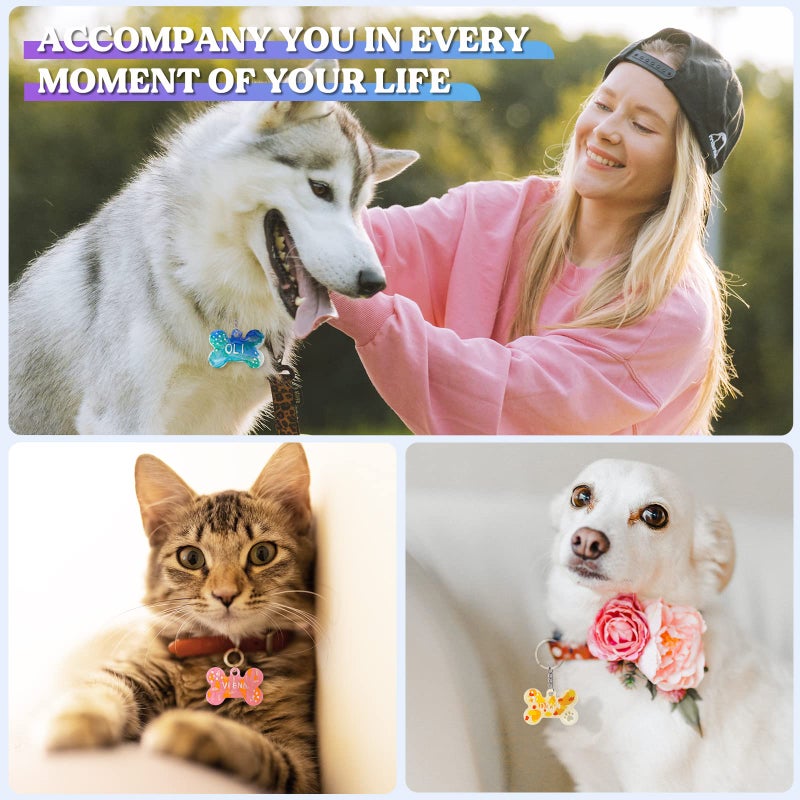 LET'S RESIN Pet Tag Resin Molds Silicone, Cat Dog Tag Molds for Epoxy Resin & UV Resina 2'' & 1.7'', Bone Shape Resina Keychain Molds with 10Pcs Key Ring & 10pcs Jump Ring, DIY Keychain Pendant Crafts - Image 3