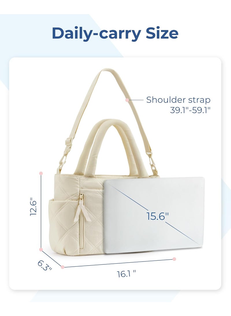 BAGSMART BAGSMART Tote Bag for Women Puffer Tote Bag with Zipper Shoulder Bag Handbag Quilted Tote Bag for Travel Sport Work  - Image 5