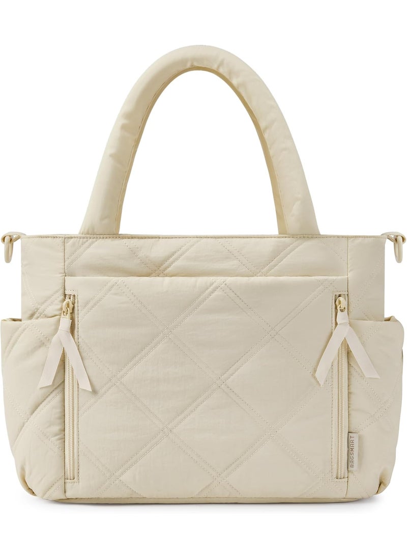 BAGSMART BAGSMART Tote Bag for Women Puffer Tote Bag with Zipper Shoulder Bag Handbag Quilted Tote Bag for Travel Sport Work  - Image 1