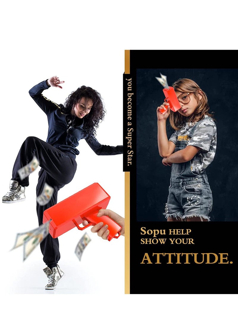 Sopu Make it Rain Money Gun Paper Playing Spary Money Toy Gun, Prop Money Gun Cash Gun Toy Party Supplies (Passion Red)  - Image 3