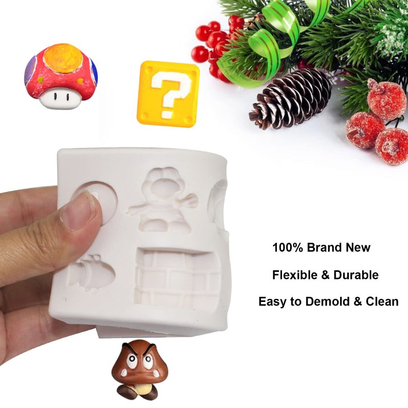 Yedadone 9-Cavity Super Mario Silicone Fondant Molds Silicone Cartoon Chocolate Candy Mold Cookie Gum Paste Mold Cake Decorating Mold for Cake Decorating Chocolate Making - Image 3