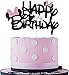 BOGZON Black Glitter Minnie Inspired Happy Birthday Cake Topper with Pink Bows and White Gloves Girls Birthday Party Decorations Supplies - Image 3