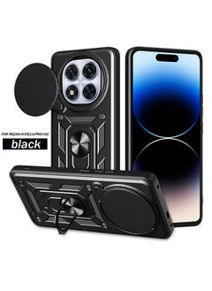 Generic Compatible for Xiaomi Redmi Note 14 Pro+ 5G Case with Sliding Camera, Integrated 360 Degree Rotating Ring Kickstand, Shockproof Protective Cover, Anti-Fall Drop Protection, Shockproof Case, Black  - Image 1