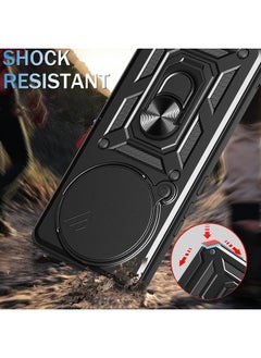 Generic Compatible for Xiaomi Redmi Note 14 Pro+ 5G Case with Sliding Camera, Integrated 360 Degree Rotating Ring Kickstand, Shockproof Protective Cover, Anti-Fall Drop Protection, Shockproof Case, Black  - Image 5