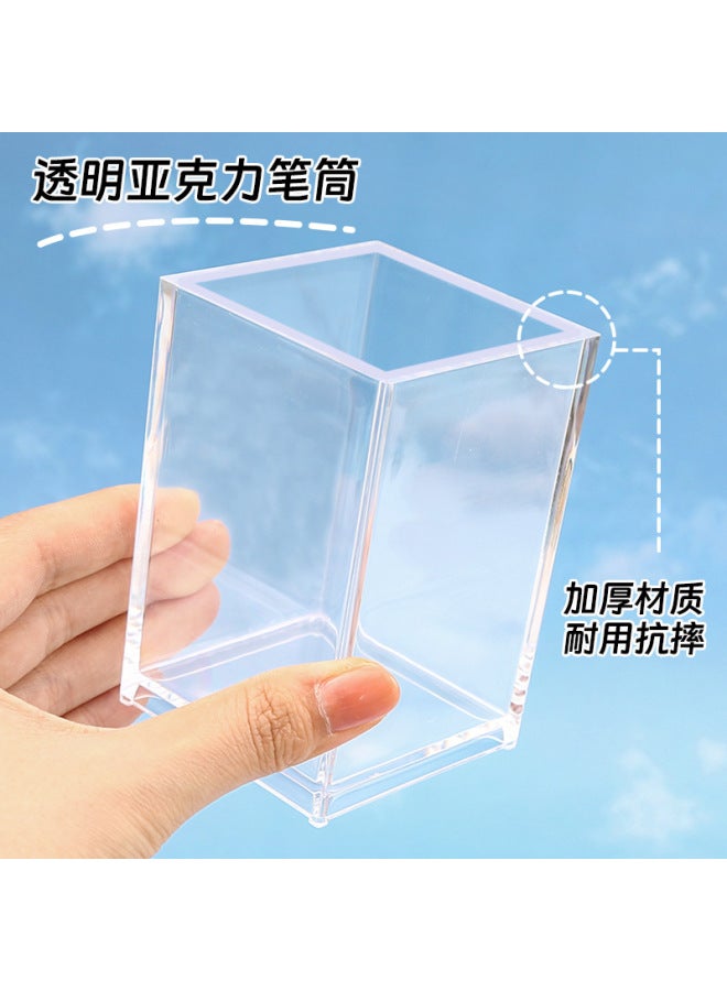 Autonomy Unprinted Style Transparent Acrylic Pen Holder Student Stationery Finishing Storage Box Simple Personalized Desktop Sundries Storage Holder - Image 4