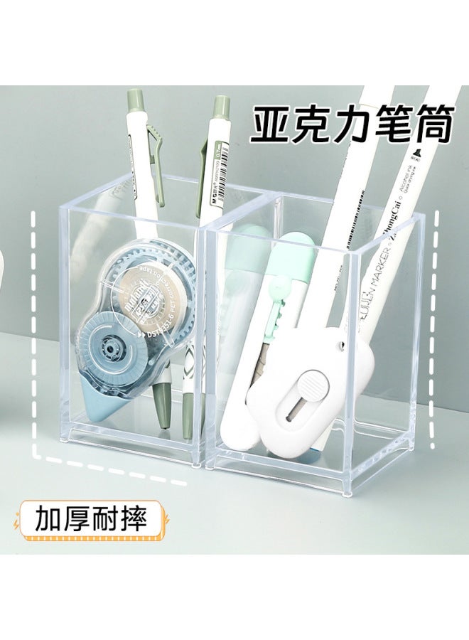 Autonomy Unprinted Style Transparent Acrylic Pen Holder Student Stationery Finishing Storage Box Simple Personalized Desktop Sundries Storage Holder - Image 3