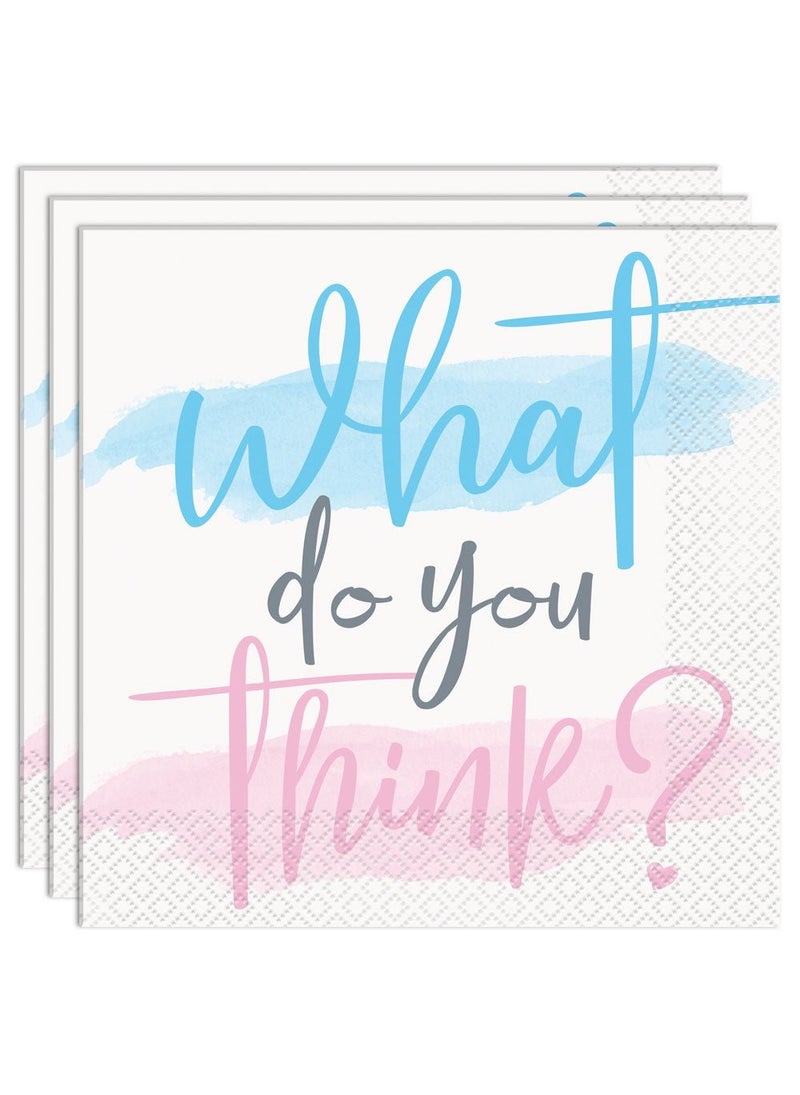 Unique What Do You Think Gender Reveal Napkins Paper 33cm 16-Pack