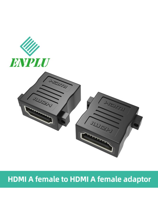 ماركة غير محددة محول HDMI أنثى إلى أنثى مستقيم موصل تمديد HDMI 2.0 كابل HD تحويل HDMI عصابة رأس للأذن - اللون: أسود  - Image 2