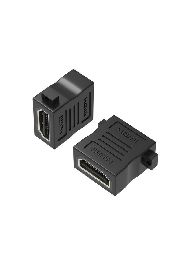 ماركة غير محددة محول HDMI أنثى إلى أنثى مستقيم موصل تمديد HDMI 2.0 كابل HD تحويل HDMI عصابة رأس للأذن - اللون: أسود  - Image 4